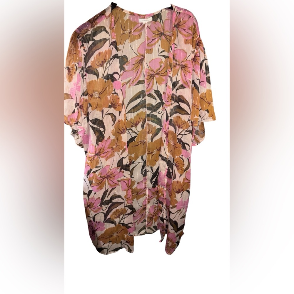 MAURICES Kimono-Style Floral Sheer Cardigan
